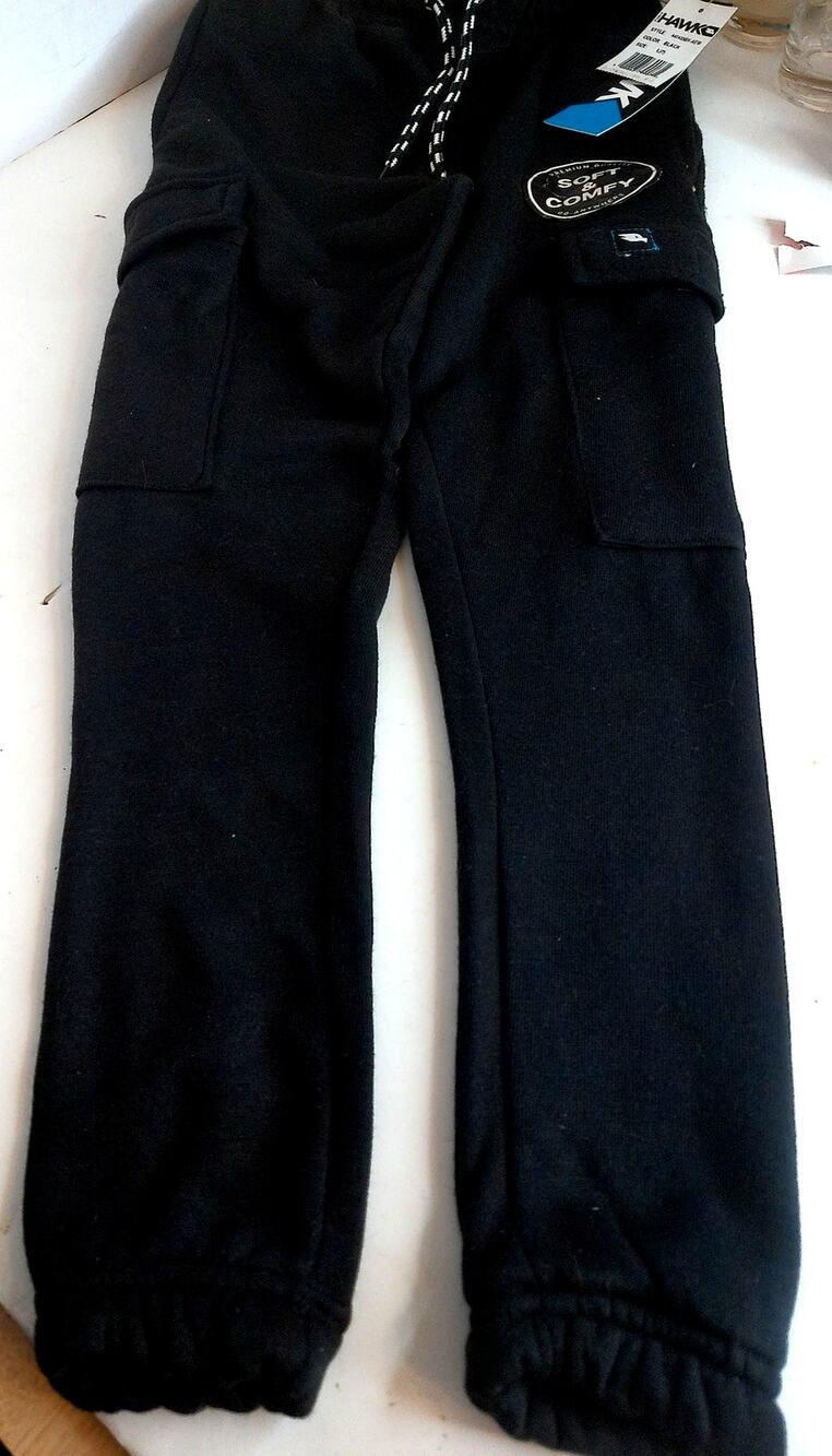Tony Hawk Boys Black Athletic Sweatpants Cargo Pants Size Large 7 New